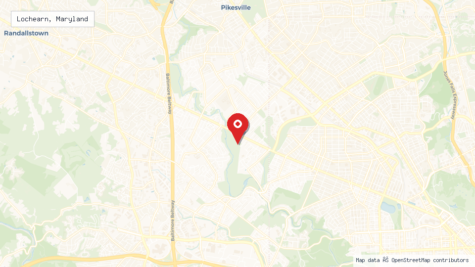 Street map of Lochearn, Maryland with location pin