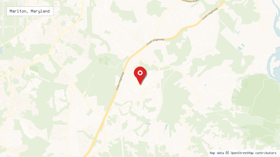 Street map of Marlton, Maryland with location pin