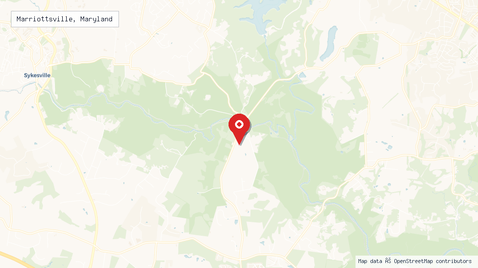 Street map of Marriottsville, Maryland with location pin