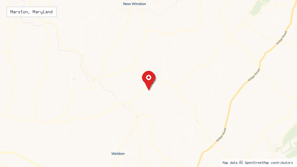 Street map of Marston, Maryland with location pin