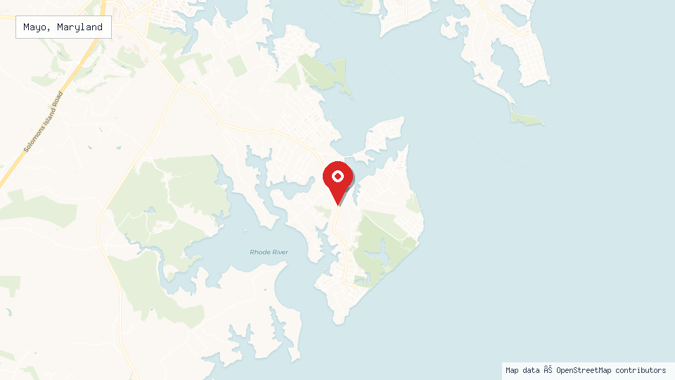 Street map of Mayo, Maryland with location pin
