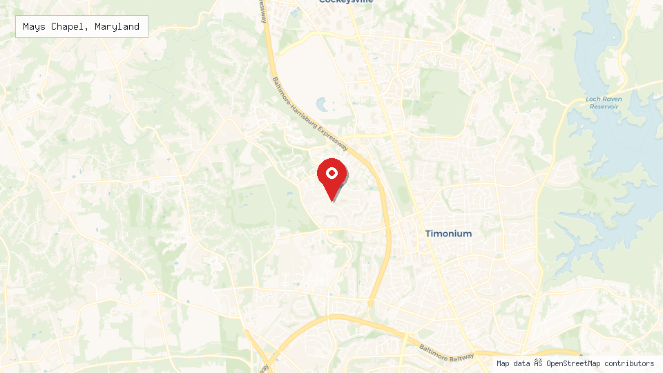 Street map of Mays Chapel, Maryland with location pin