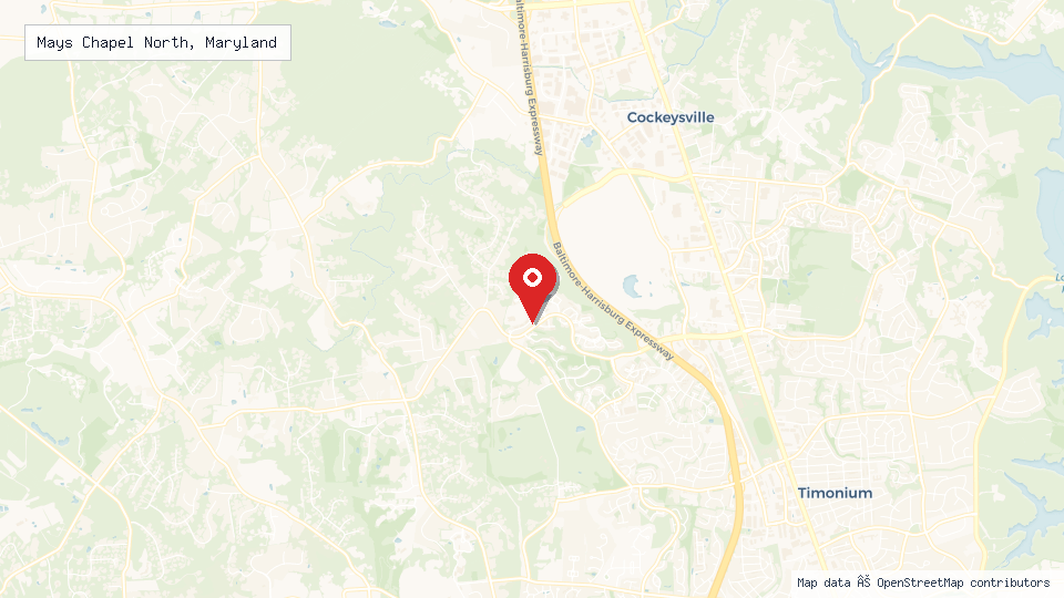 Street map of Mays Chapel North, Maryland with location pin
