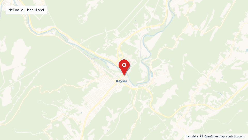 Street map of McCoole, Maryland with location pin