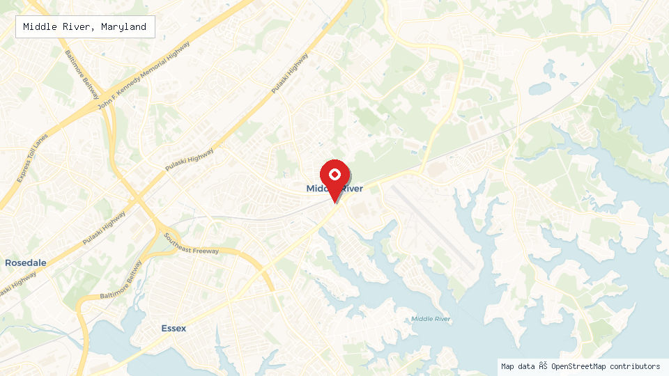 Street map of Middle River, Maryland with location pin