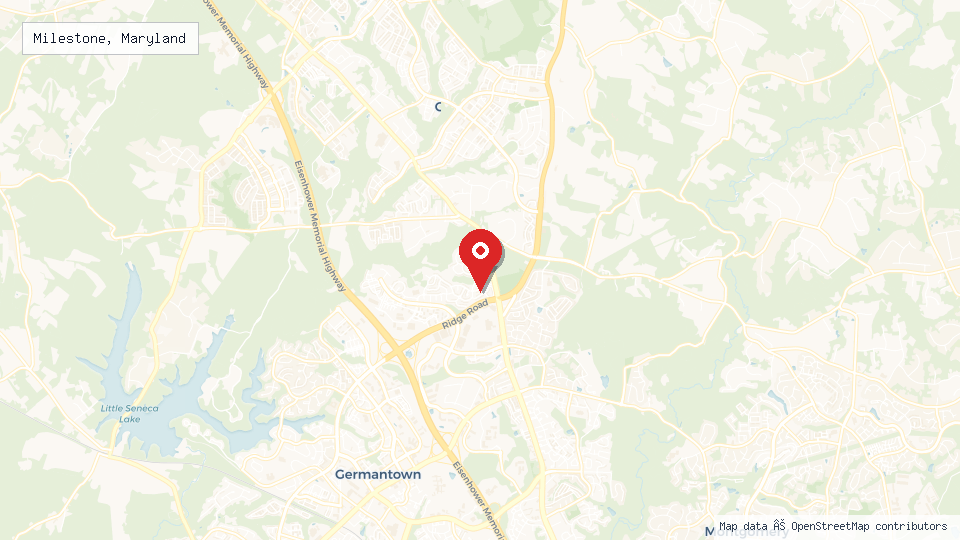 Street map of Milestone, Maryland with location pin