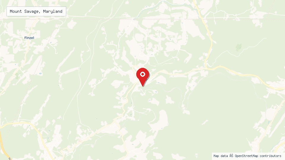 Street map of Mount Savage, Maryland with location pin