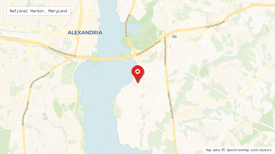 Street map of National Harbor, Maryland with location pin