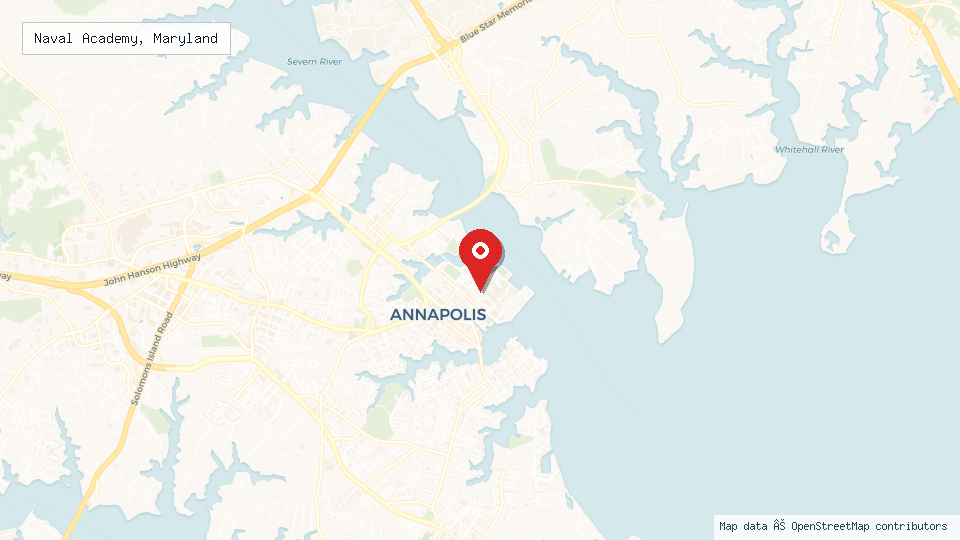 Street map of Naval Academy, Maryland with location pin