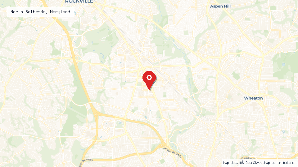 Street map of North Bethesda, Maryland with location pin