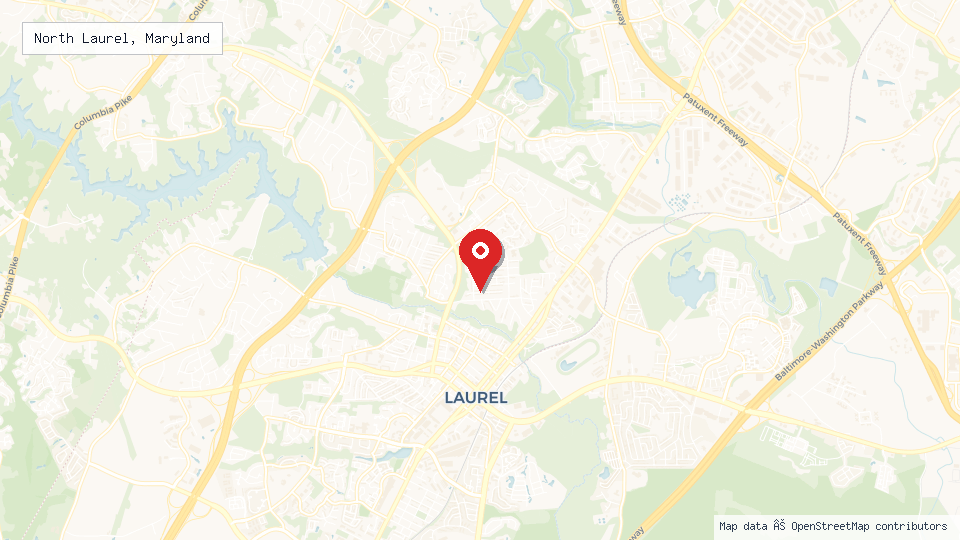 Street map of North Laurel, Maryland with location pin