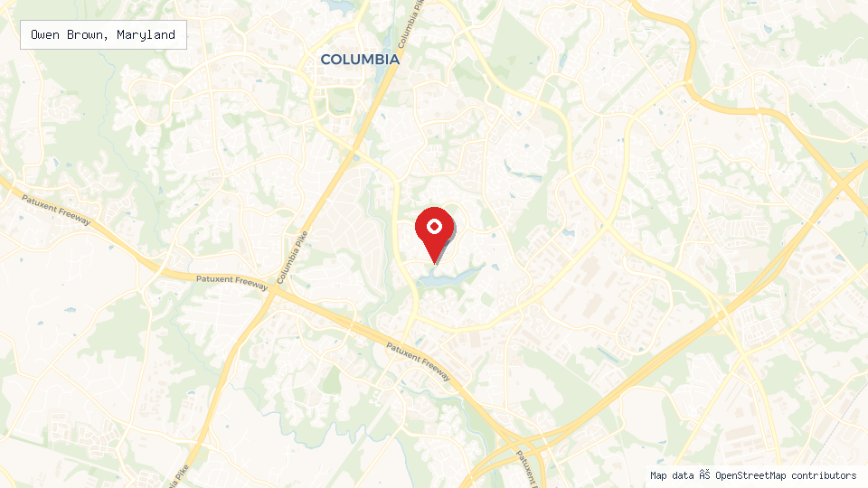 Street map of Owen Brown, Maryland with location pin