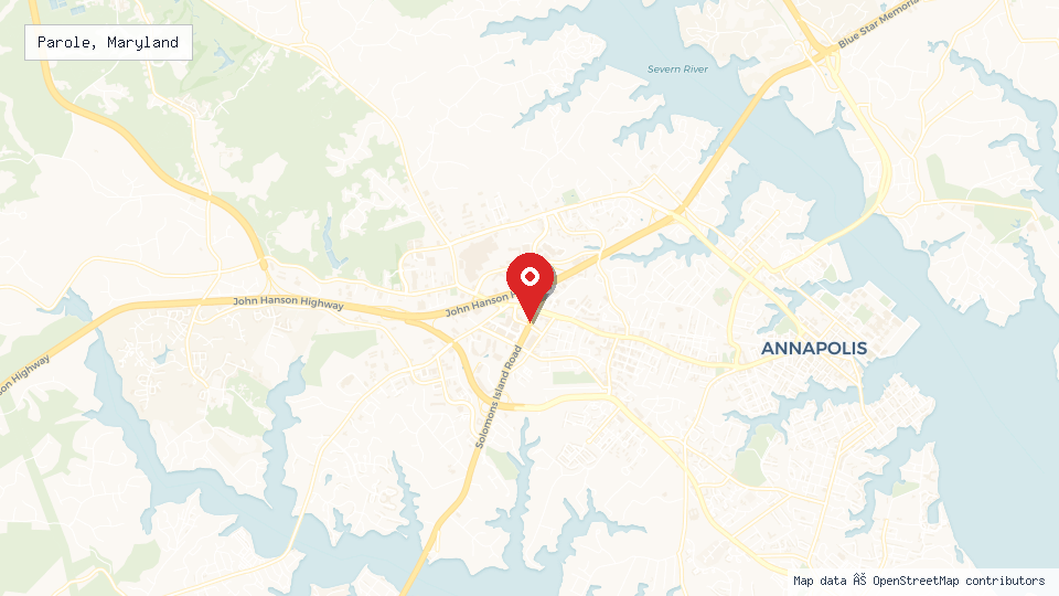 Street map of Parole, Maryland with location pin