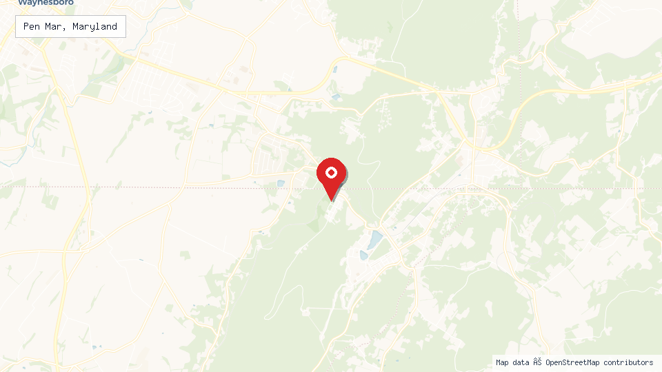Street map of Pen Mar, Maryland with location pin
