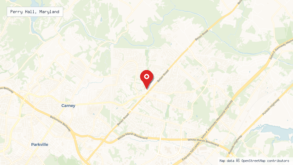 Street map of Perry Hall, Maryland with location pin