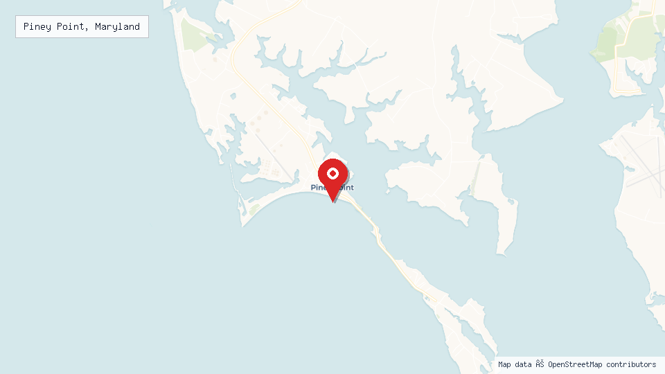 Street map of Piney Point, Maryland with location pin