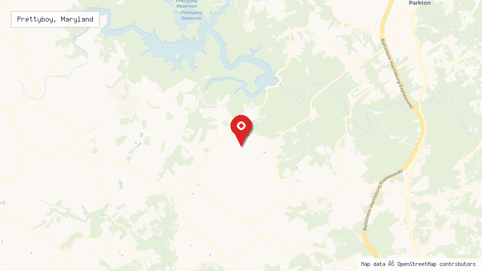 Street map of Prettyboy, Maryland with location pin