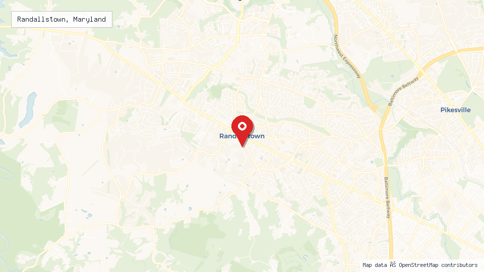 Street map of Randallstown, Maryland with location pin
