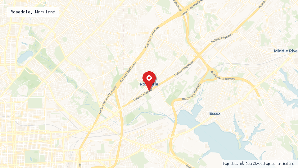 Street map of Rosedale, Maryland with location pin