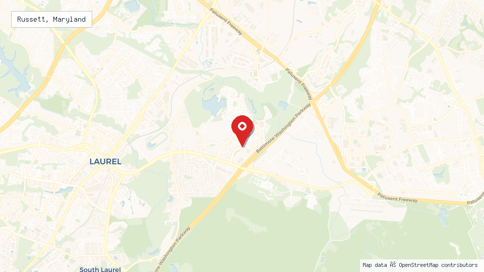 Street map of Russett, Maryland with location pin