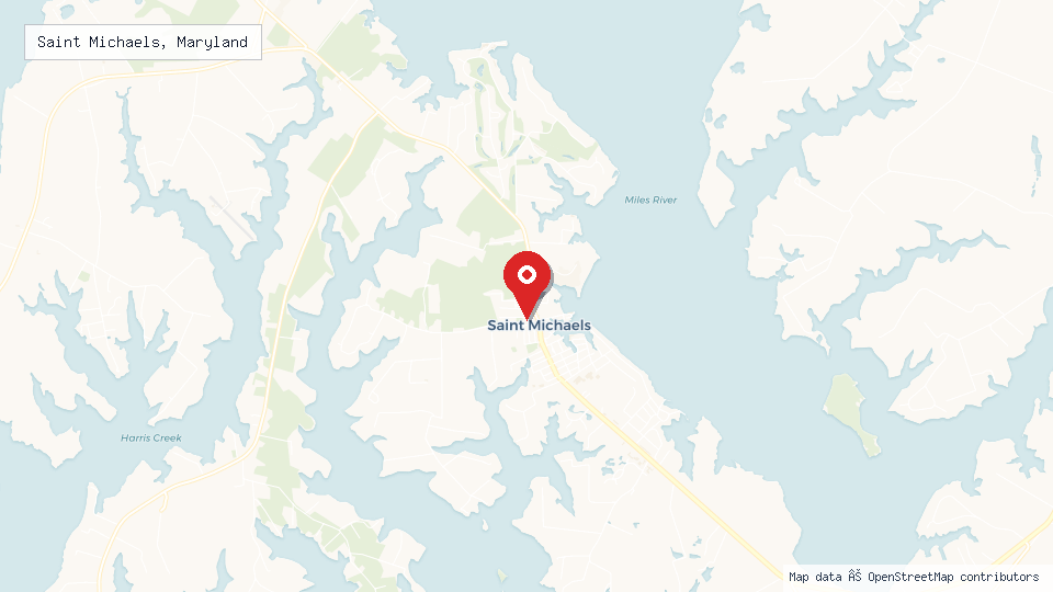 Street map of Saint Michaels, Maryland with location pin