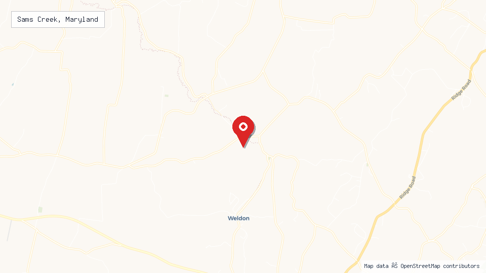 Street map of Sams Creek, Maryland with location pin