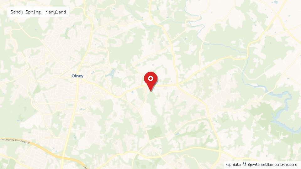 Street map of Sandy Spring, Maryland with location pin