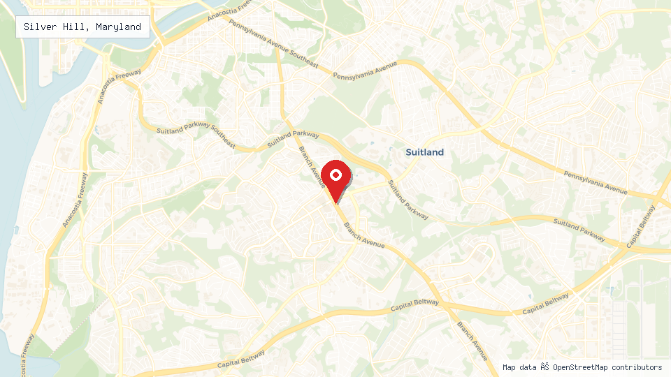 Street map of Silver Hill, Maryland with location pin
