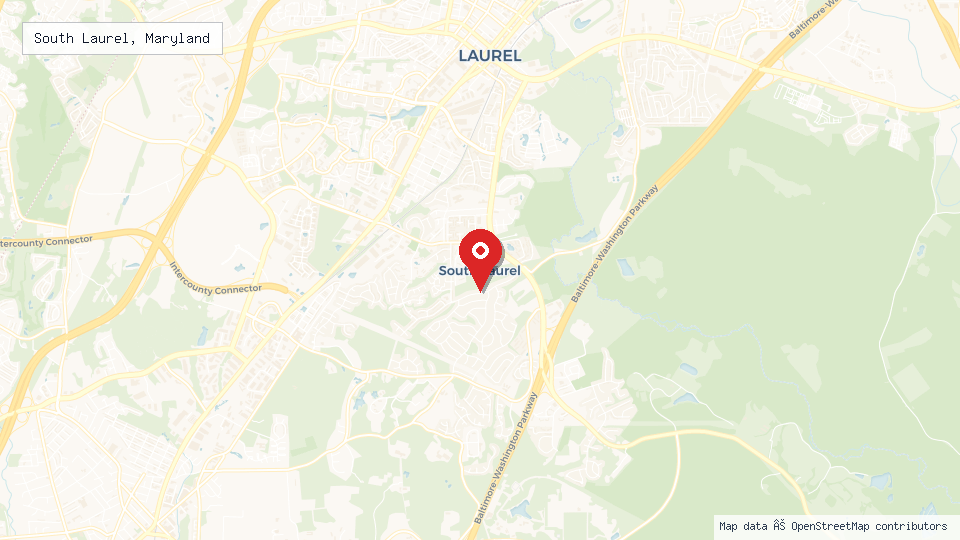 Street map of South Laurel, Maryland with location pin