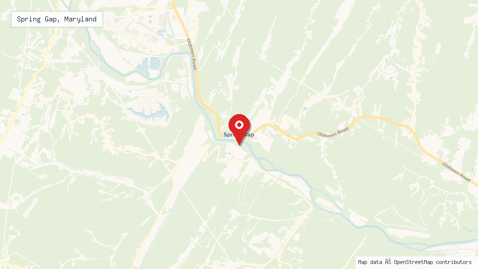 Street map of Spring Gap, Maryland with location pin