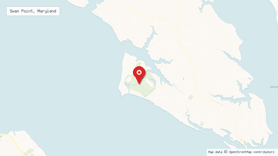 Street map of Swan Point, Maryland with location pin