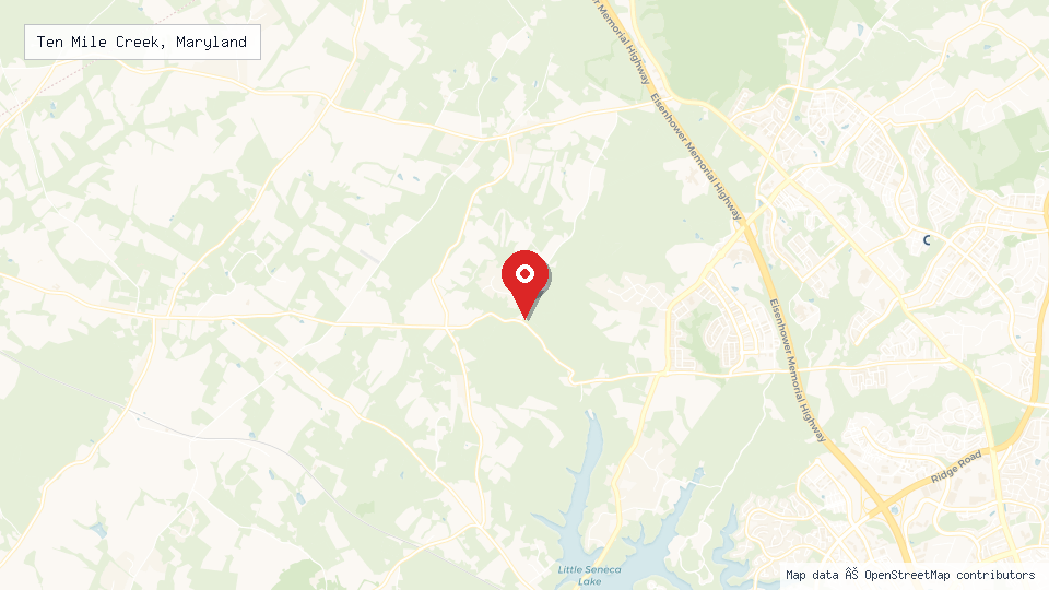 Street map of Ten Mile Creek, Maryland with location pin