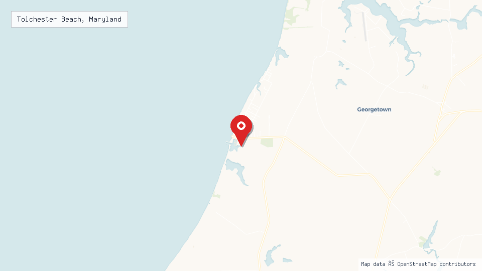 Street map of Tolchester Beach, Maryland with location pin