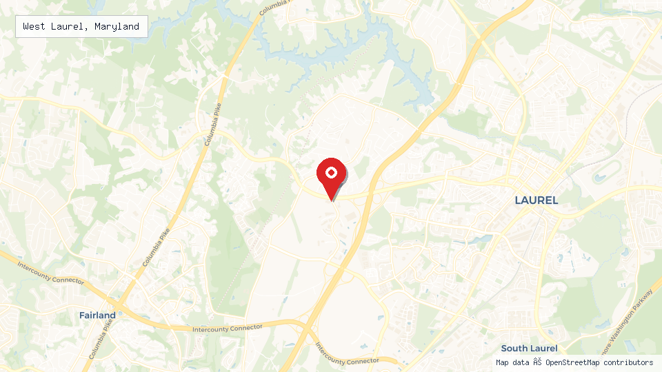 Street map of West Laurel, Maryland with location pin