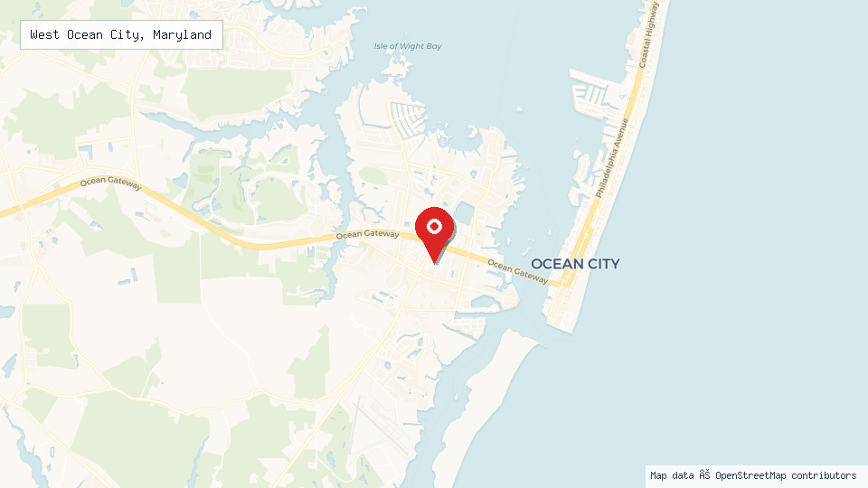 Street map of West Ocean City, Maryland with location pin