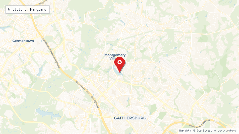 Street map of Whetstone, Maryland with location pin