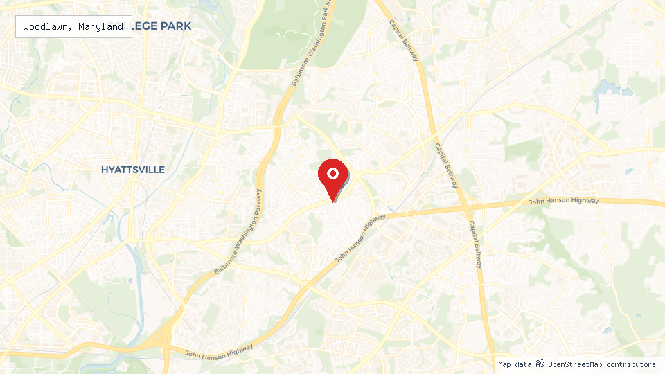 Street map of Woodlawn, Maryland with location pin