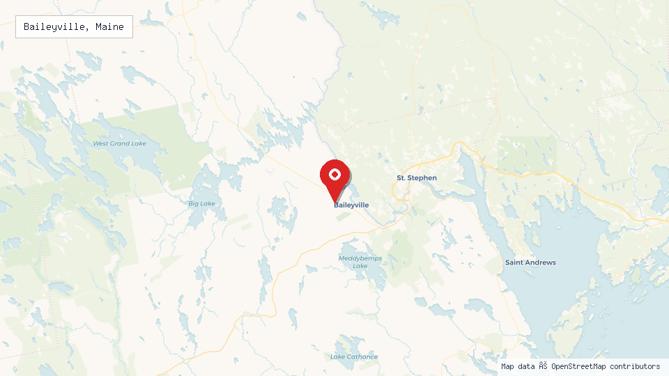 Street map of Baileyville, Maine with location pin