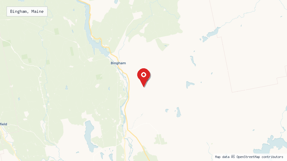 Street map of Bingham, Maine with location pin