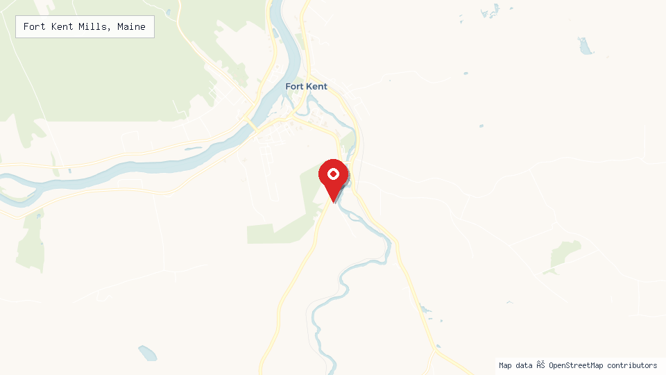 Street map of Fort Kent Mills, Maine with location pin