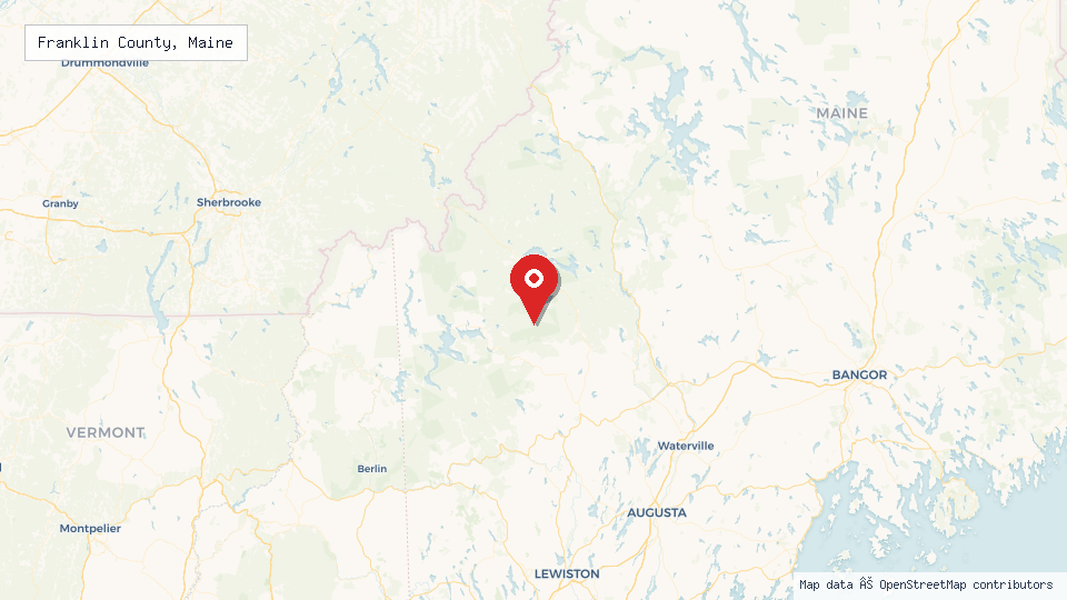 Street map of Franklin County, Maine with location pin