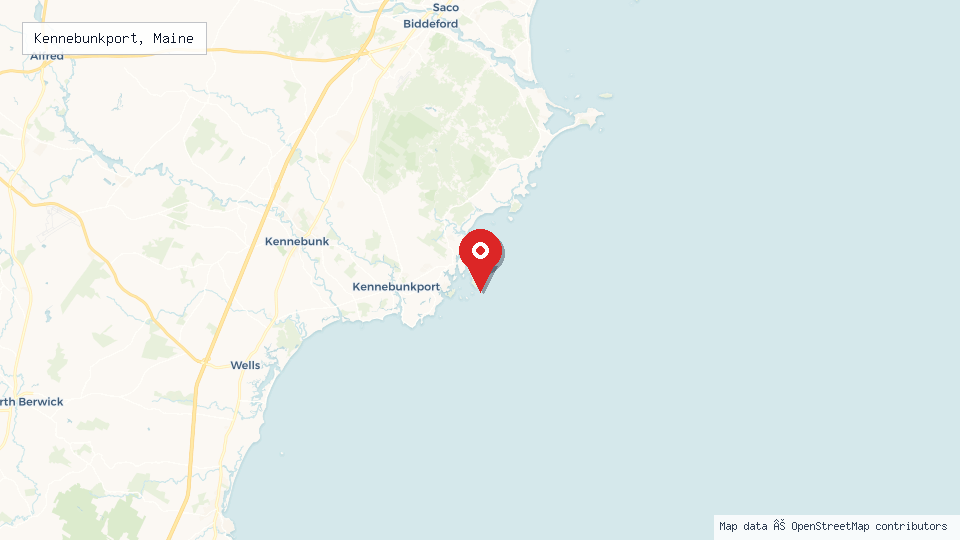 Street map of Kennebunkport, Maine with location pin