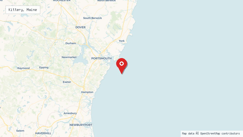Street map of Kittery, Maine with location pin