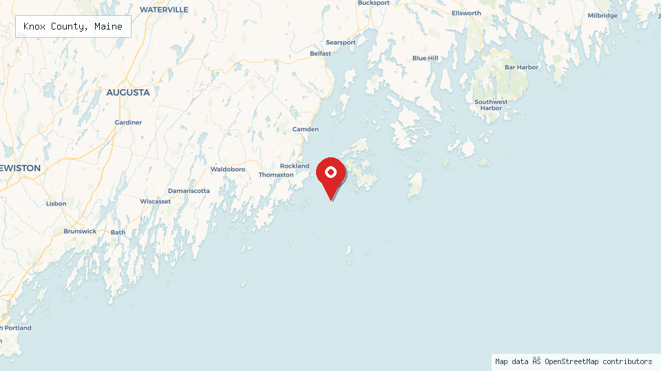 Street map of Knox County, Maine with location pin