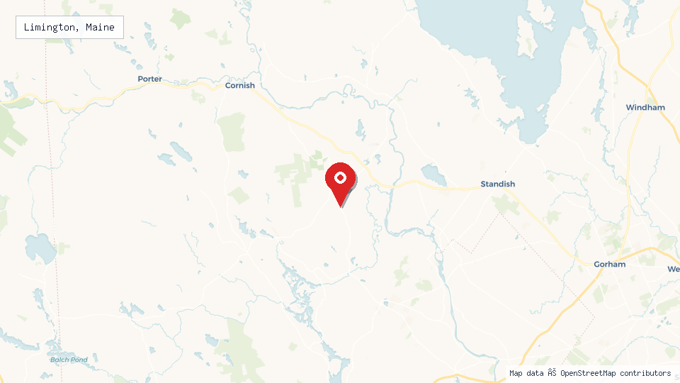Street map of Limington, Maine with location pin