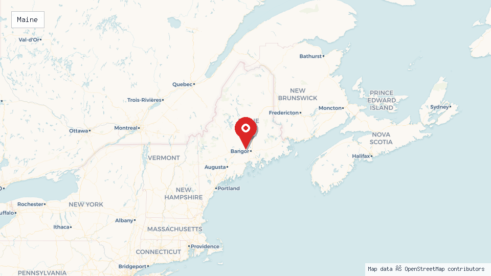 Street map of Maine with location pin