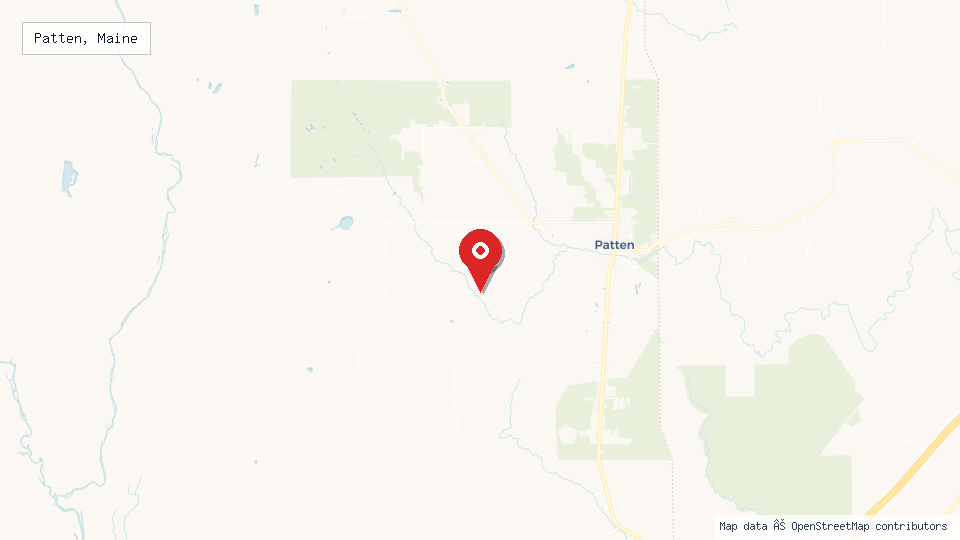 Street map of Patten, Maine with location pin