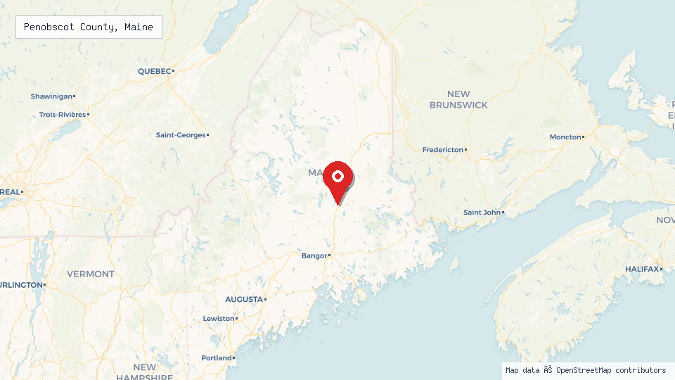 Street map of Penobscot County, Maine with location pin