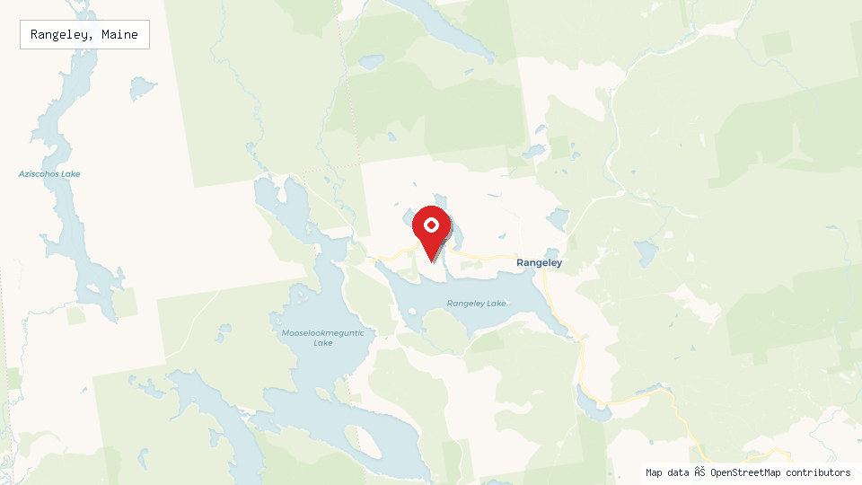 Street map of Rangeley, Maine with location pin