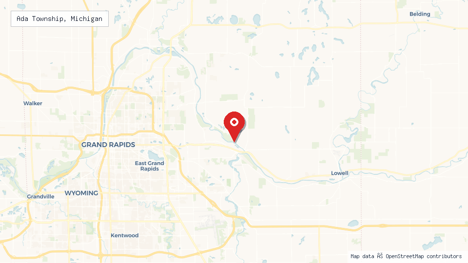 Street map of Ada Township, Michigan with location pin